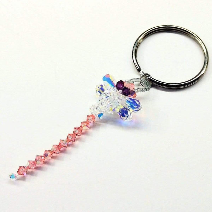 Swarovski Crystal Rose Peach Dragonfly Key Chain Alexa Martha Designs 