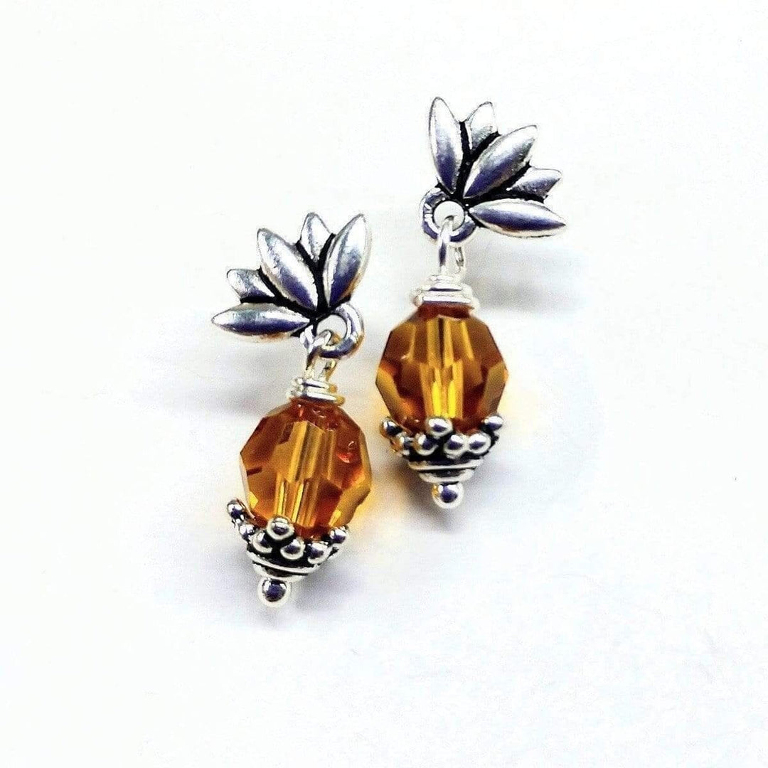 Sterling Silver Crystal Pineapple Studded Earrings -Earrings - Alexa Martha Designs
