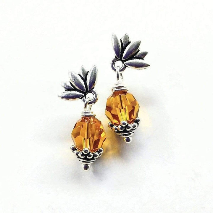 Sterling Silver Crystal Pineapple Studded Earrings - Earrings - Alexa Martha Designs   