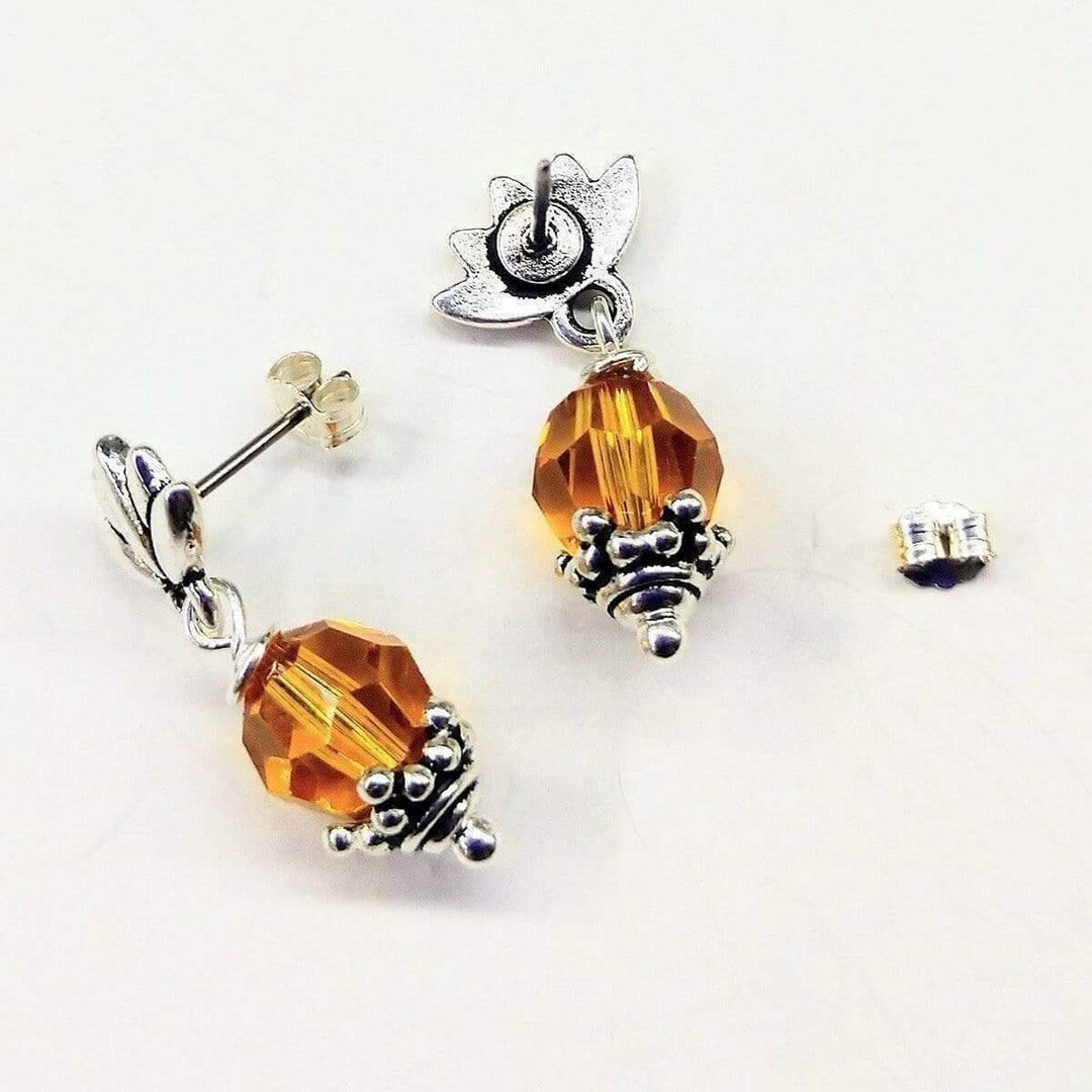 Sterling Silver Crystal Pineapple Studded Earrings Earrings Alexa Martha Designs 