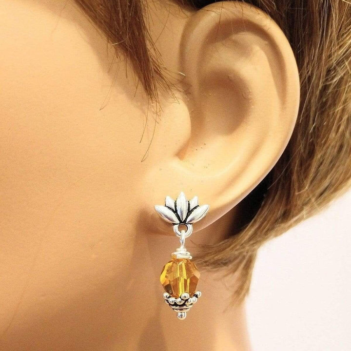 Sterling Silver Crystal Pineapple Studded Earrings Earrings Alexa Martha Designs 