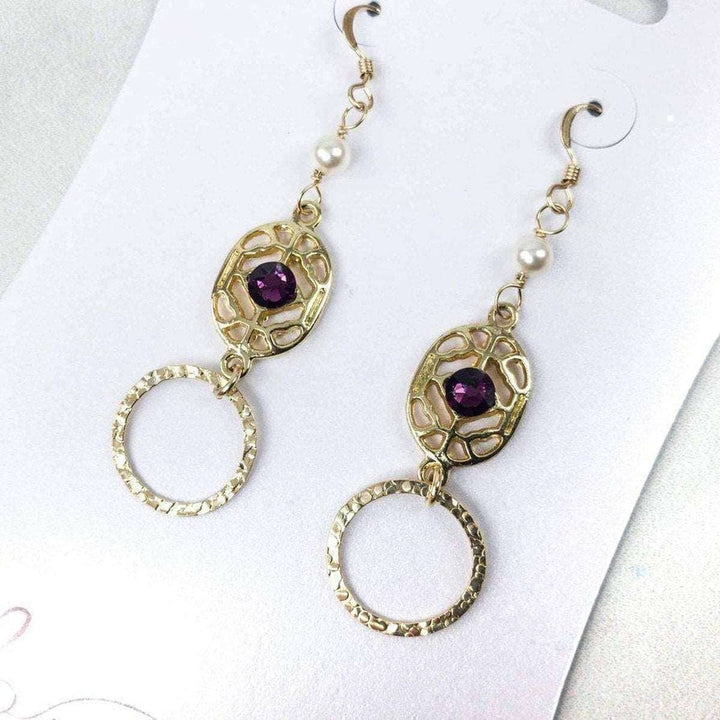 Last One-Gold Filled Purple Crystal Circle Earrings Earrings Alexa Martha Designs 