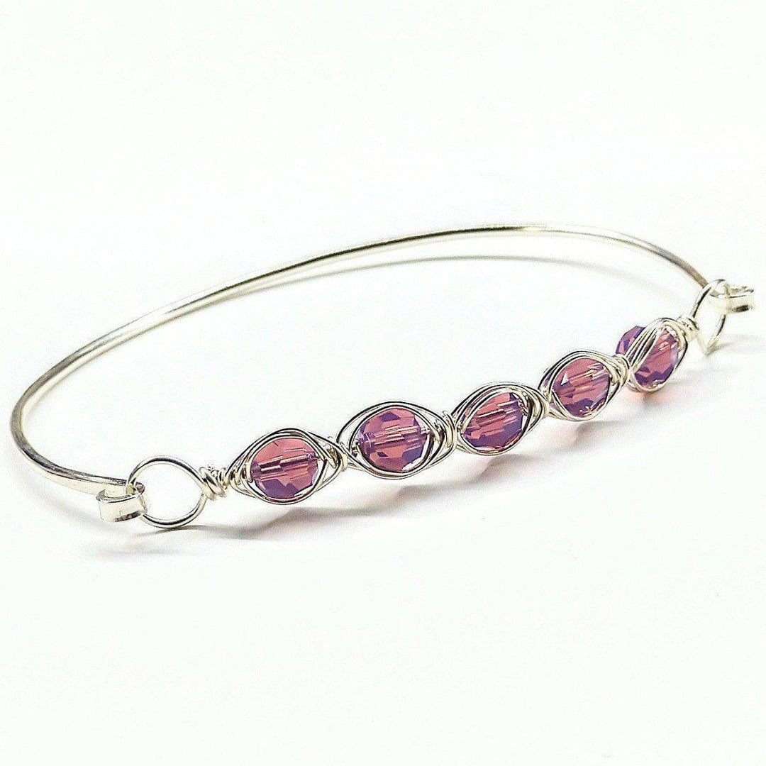 Larger Oval Shaped Swarovski Crystal Bar Bangle Bracelet Bracelet/Bangle Alexa Martha Designs Mauve Opal 