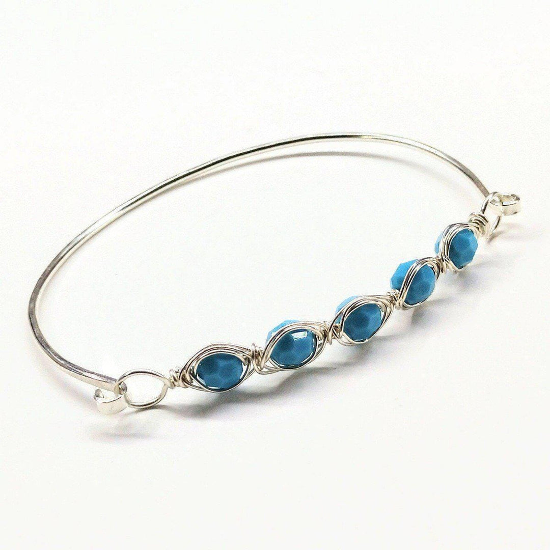 Larger Oval Shaped Swarovski Crystal Bar Bangle Bracelet Bracelet/Bangle Alexa Martha Designs Turquoise 