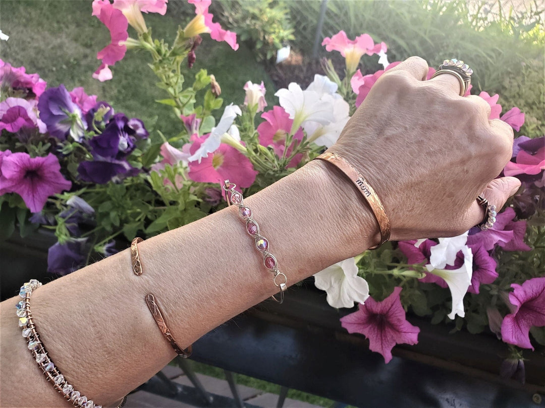 MOM Stamped Copper Cuff -Bangles /Bracelets - Alexa Martha Designs