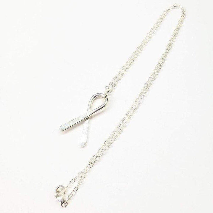 Sterling Silver Awareness Ribbon Necklace Necklace Alexa Martha Designs 
