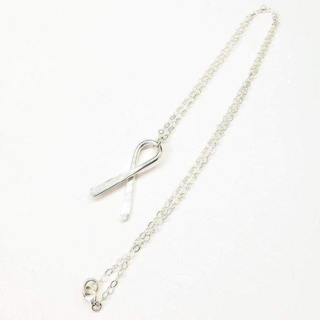 Alexa Martha Designs Sterling Silver Awareness Ribbon Necklace - Grey