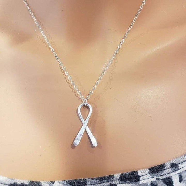 Sterling Silver Awareness Ribbon Necklace Necklace Alexa Martha Designs 