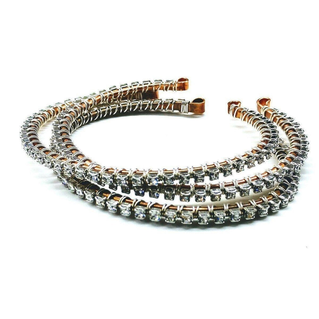 Wire Wrapped Crystal Rhinestone Bangle - Bangles /Bracelets - Alexa Martha Designs   