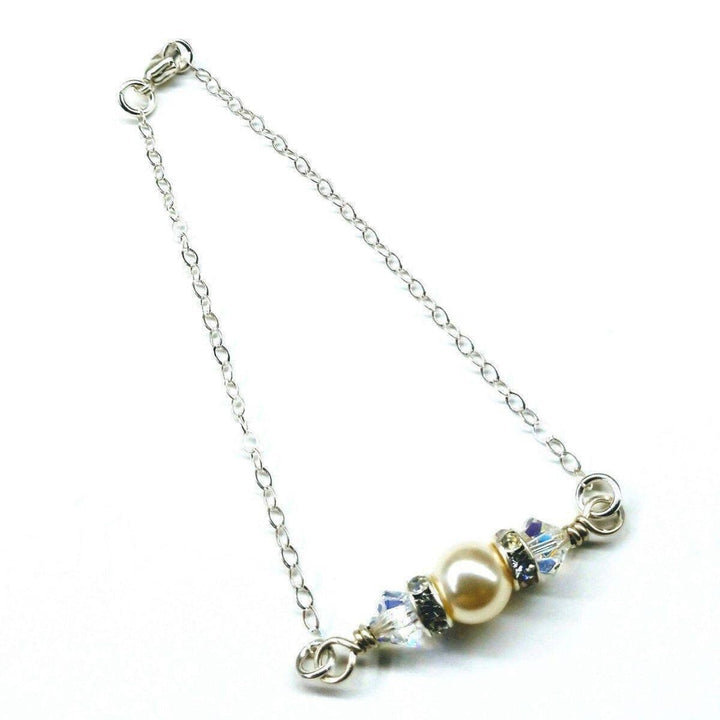 Silver Swarovski Crystal Pearl Bar Bridal Bracelet - Bracelet - Alexa Martha Designs   