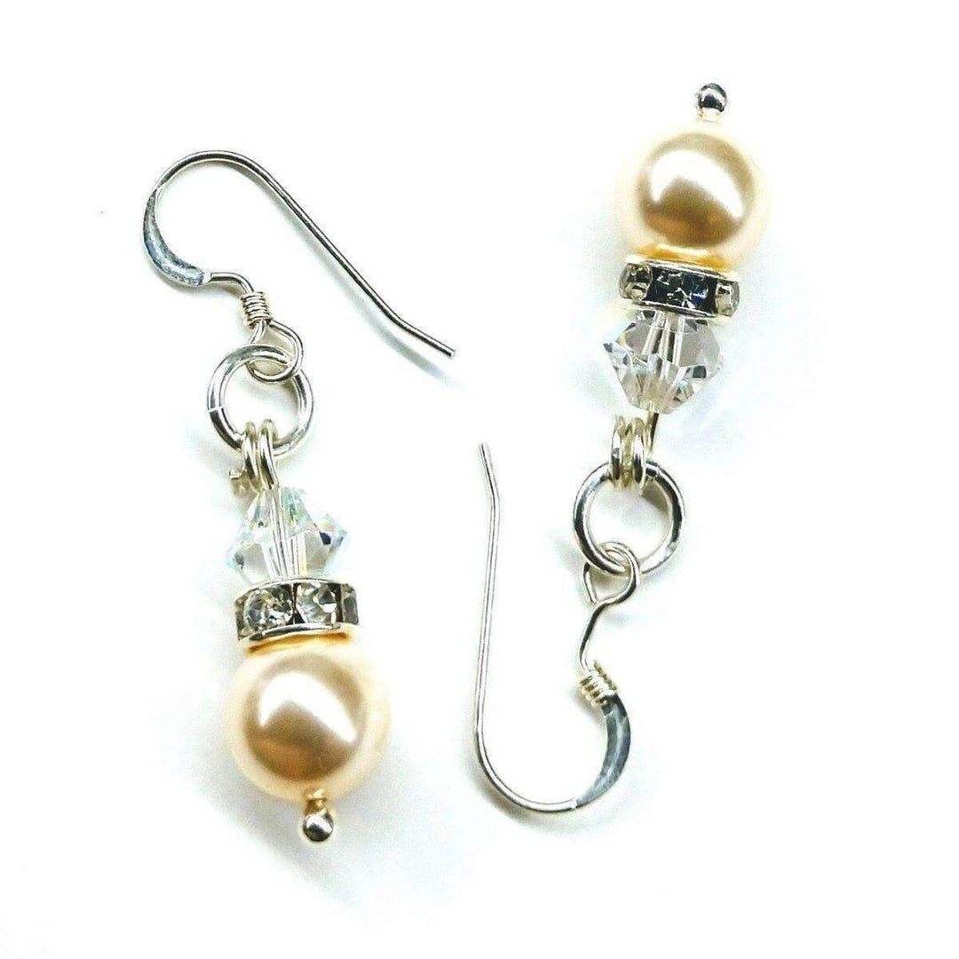 Silver Short Swarovski Crystal Pearl Stack Earrings Earrings Alexa Martha Designs 
