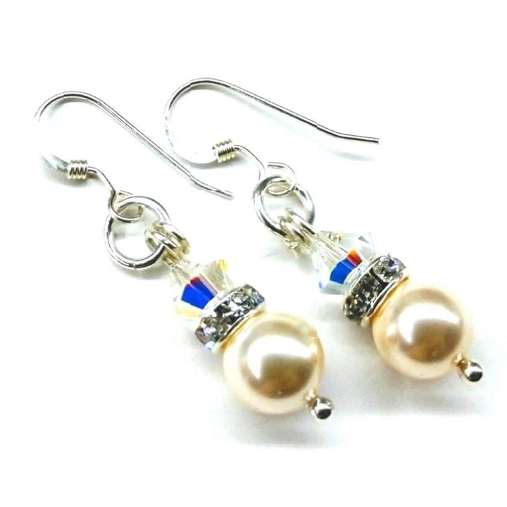 Silver Short Swarovski Crystal Pearl Stack Earrings Earrings Alexa Martha Designs 