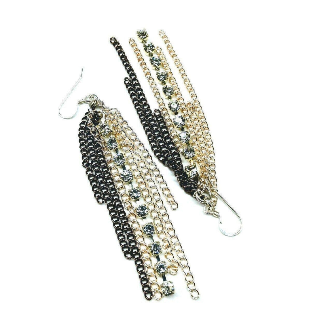 Rhinestone Crystal Chain Fringe Earrings Earrings Alexa Martha Designs 