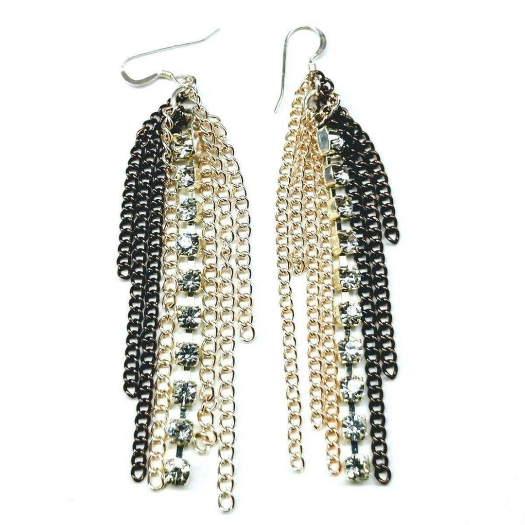 Rhinestone Crystal Chain Fringe Earrings - Earrings - Alexa Martha Designs   