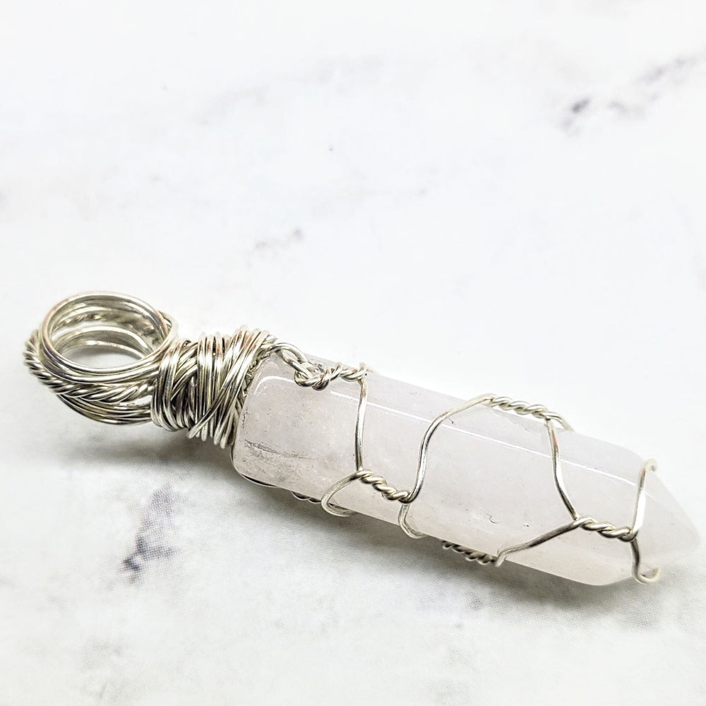 Sterling Silver Messy Wire Wrap Gemstone Pointed Crystal Pendant - Pendant - Alexa Martha Designs   