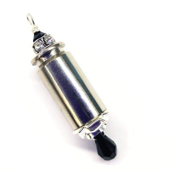 Vintage Style Pink Crystal Drop Silver Bullet Necklace Necklace Alexa Martha Designs Black 