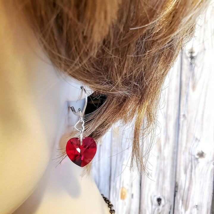 Sterling Silver Red Heart Crystal I Love You Jesus Earrings Earrings Alexa Martha Designs 