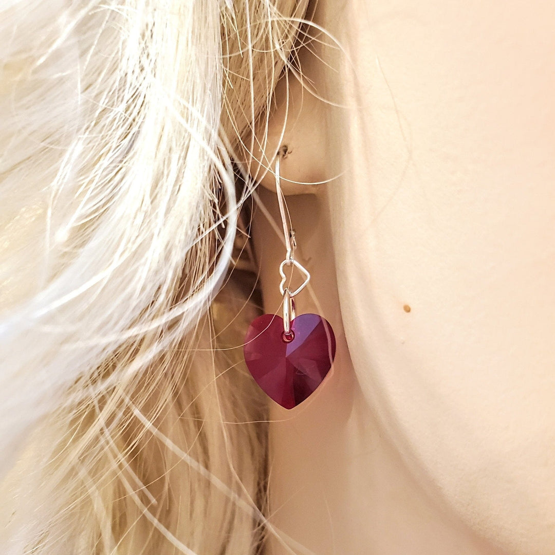 Sterling Silver Red Heart Crystal I Love You Jesus Earrings -Earrings - Alexa Martha Designs