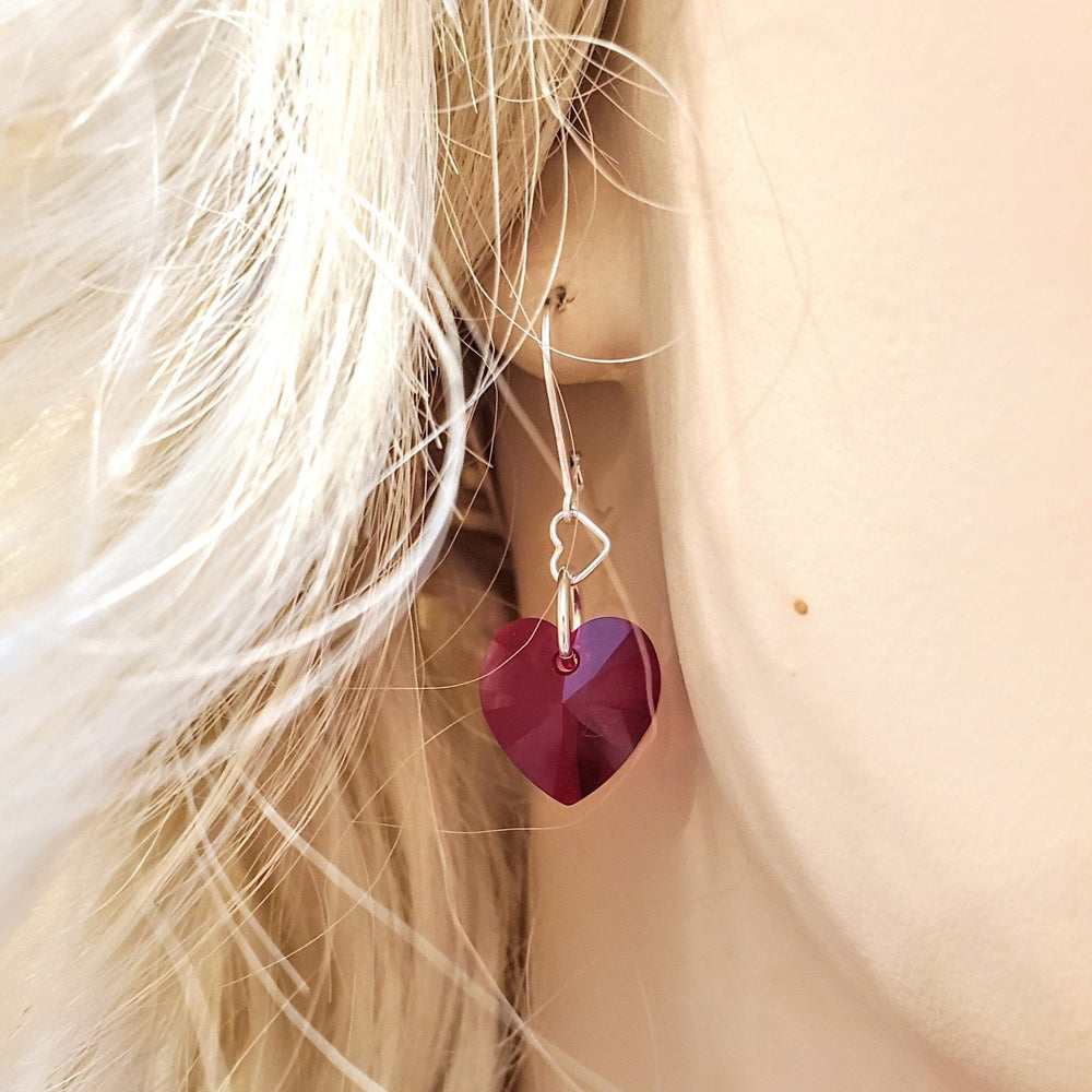 Sterling Silver Red Heart Crystal I Love You Jesus Earrings - Earrings - Alexa Martha Designs   