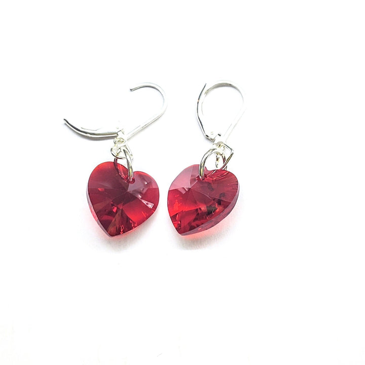 Sterling Silver Red Heart Crystal I Love You Jesus Earrings - Earrings - Alexa Martha Designs   