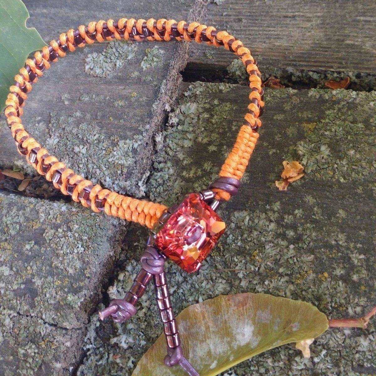 amd1178orange purple leather beaded rattlesnake tail weave braceletbracelet196044730116 996584