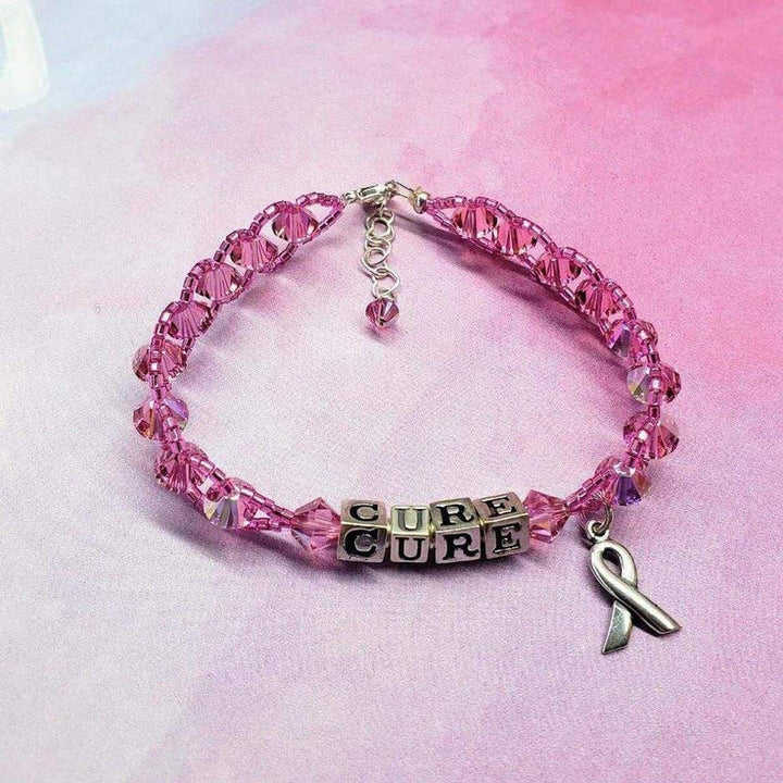 Sparkly Pink Breast Cancer Awareness Bracelet - Bracelet - Alexa Martha Designs   