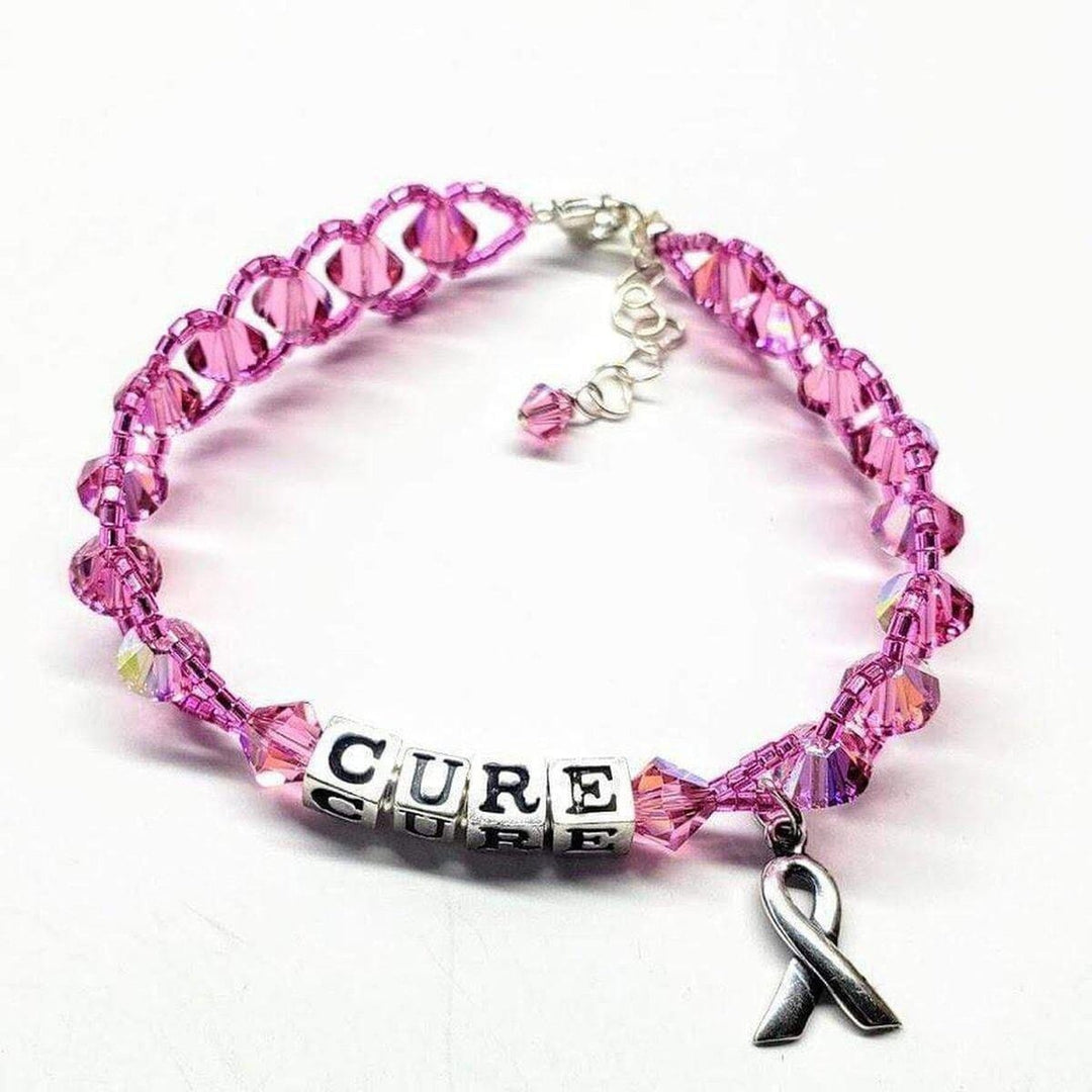 Sparkly Pink Breast Cancer Awareness Bracelet Bracelet Alexa Martha Designs CURE Pink 