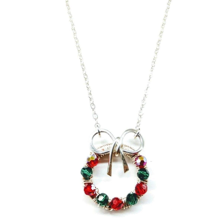 Limited Edition 2023 Red And Green Crystal Wreath Christmas Necklace - Necklaces - Alexa Martha Designs   