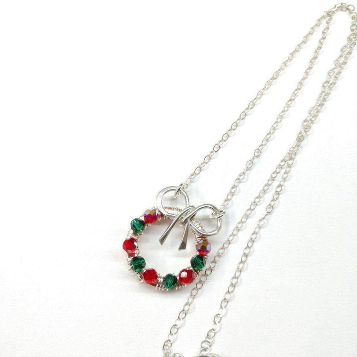 Limited Edition 2023 Red And Green Crystal Wreath Christmas Necklace - Necklaces - Alexa Martha Designs   