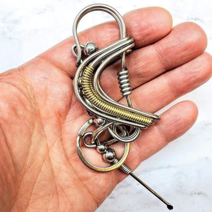 Wire Coiled Birdie Keychain For Him -Key Chain - Alexa Martha Designs