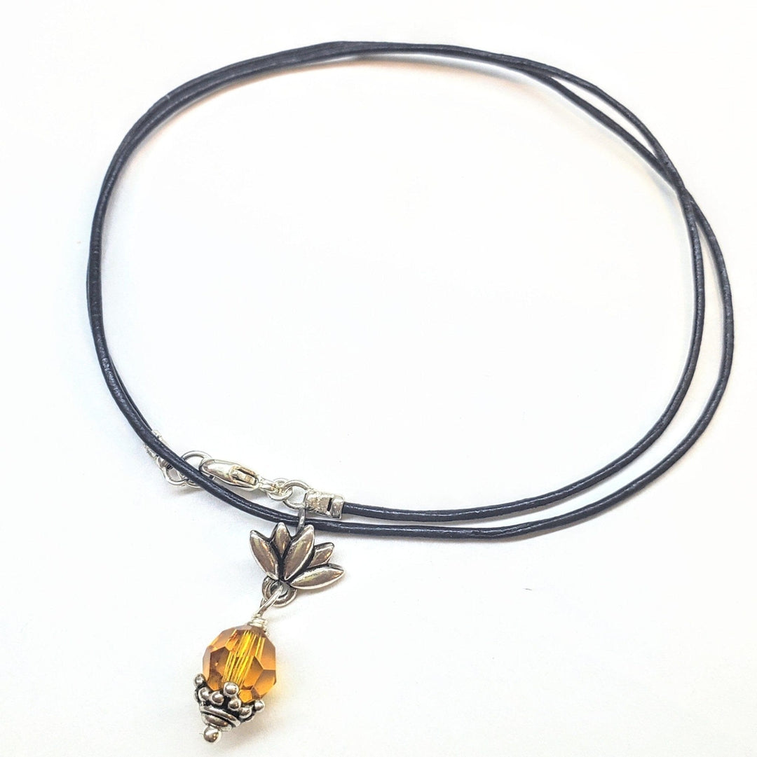 Silver Crystal Pineapple Leather Necklace - Necklaces - Alexa Martha Designs   