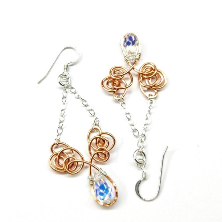 Wire Sculpted Crystal Drop Chandelier Angel Wing Earrings - Earrings - Alexa Martha Designs   