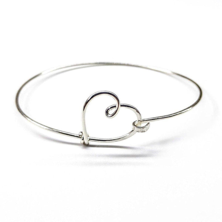 Wire Wrapped Heart Bangle in Sterling Silver Bangles /Bracelets Alexa Martha Designs 