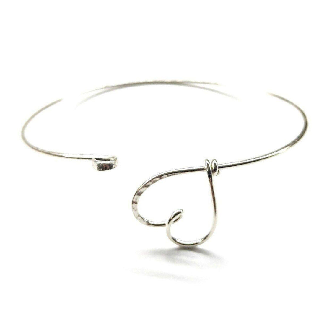 Wire Wrapped Heart Bangle in Sterling Silver - Bangles /Bracelets - Alexa Martha Designs   
