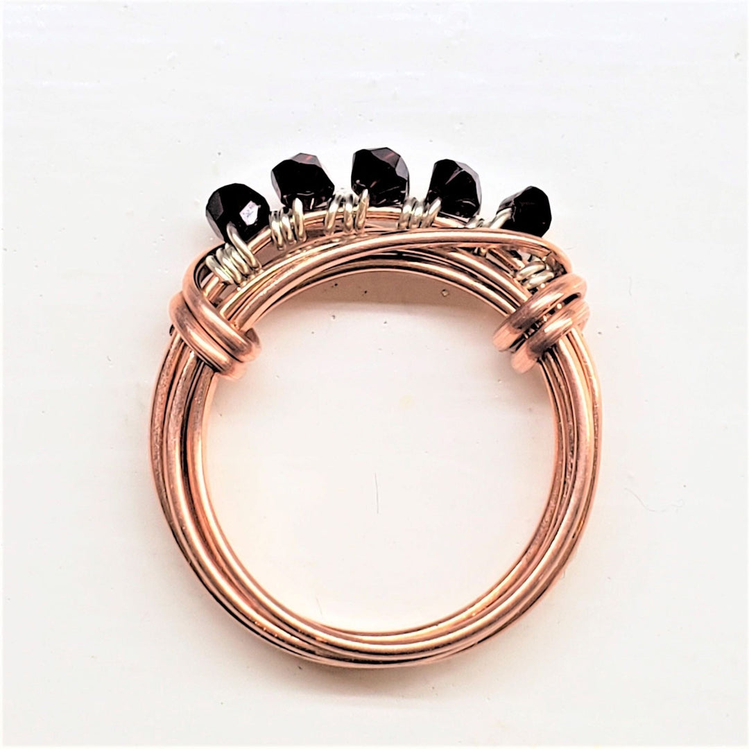 Wire Wrapped Crystal Birthstone Bling Ring Ring Alexa Martha Designs Garnet - January 7 