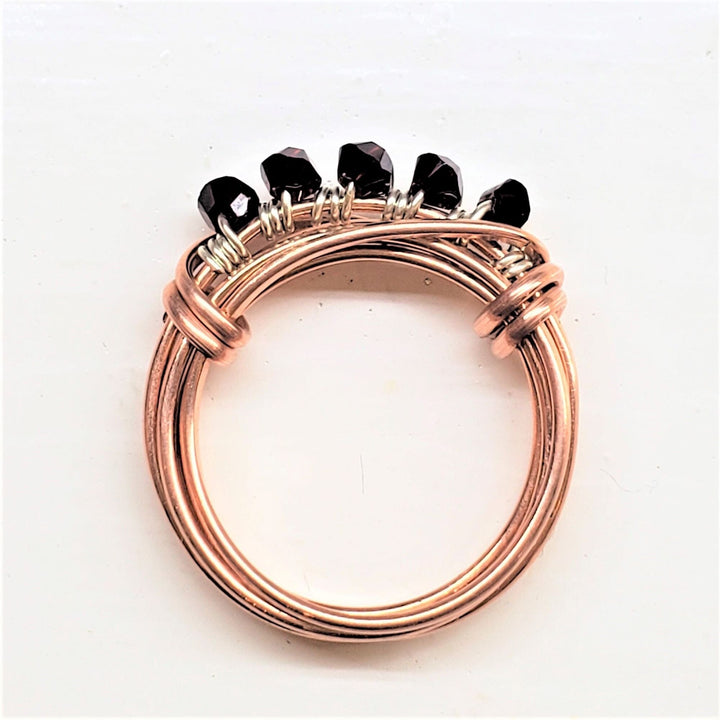 Wire Wrapped Crystal Birthstone Bling Ring Ring Alexa Martha Designs Garnet - January 7 