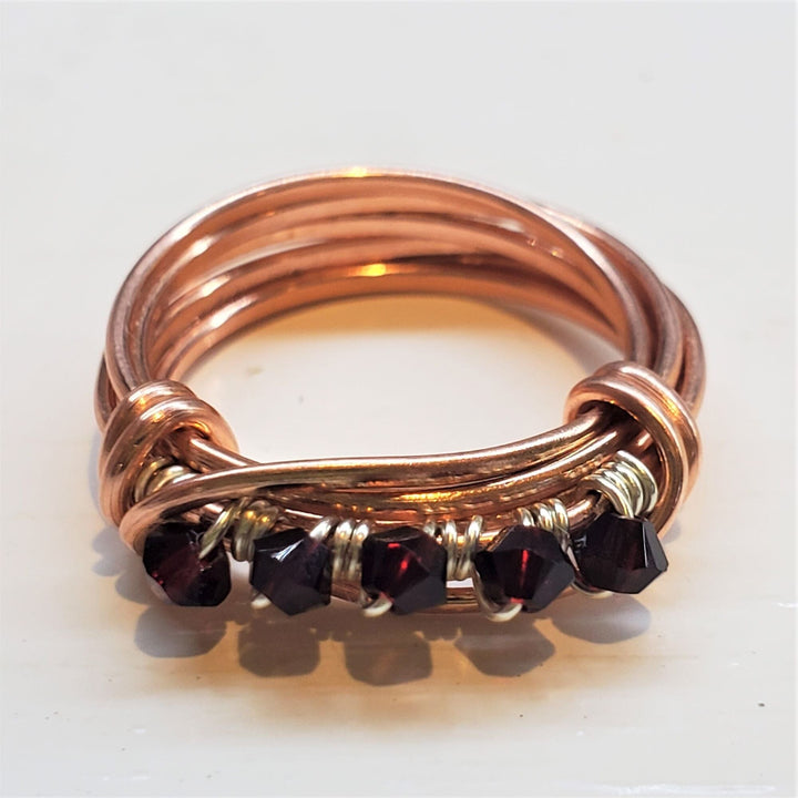 Wire Wrapped Copper Crystal Birthstone Bling Ring - Ring - Alexa Martha Designs   
