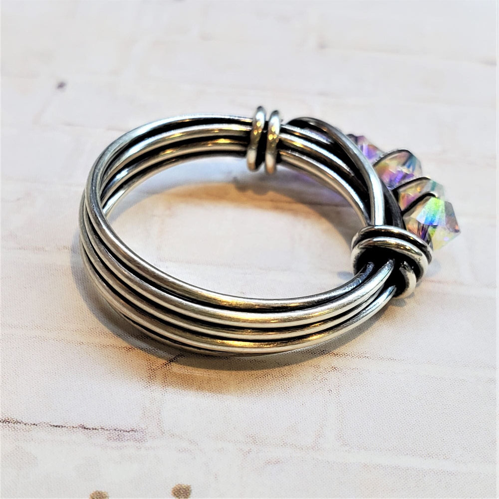 Wire Wrapped Antiqued  Silver Super Sparkly Multi Band Bling Ring - Ring - Alexa Martha Designs   