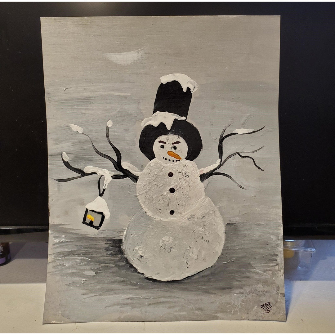 Limited Edition 20x16" Original Acrylic Snowman Painting Print Painting Alexa Martha Designs 