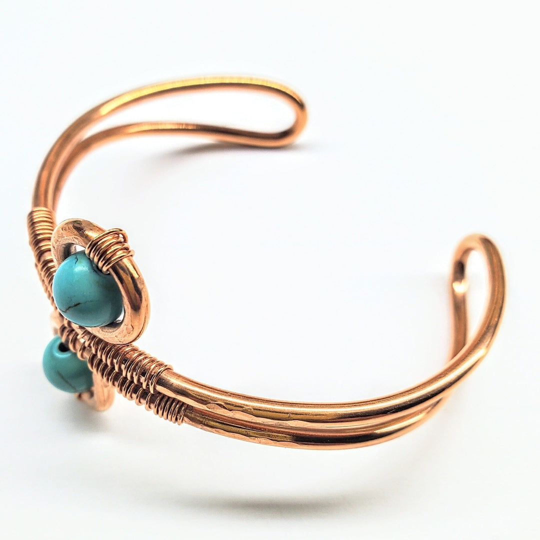 Wire Wrapped Adjustable Turquoise Beads Copper Wire Bracelet - Bangles /Bracelets - Alexa Martha Designs   