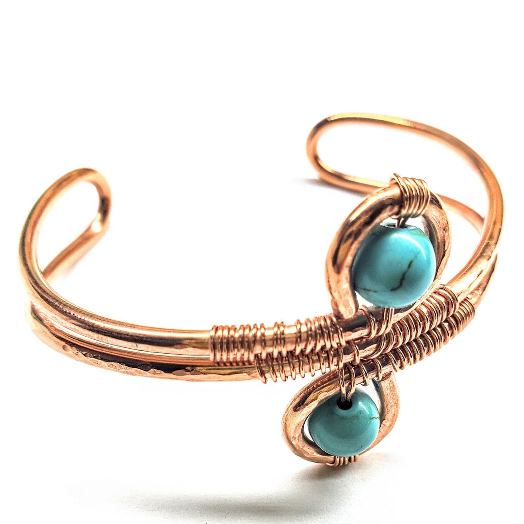 Wire Wrapped Adjustable Turquoise Beads Copper Wire Bracelet Bangles /Bracelets Alexa Martha Designs 